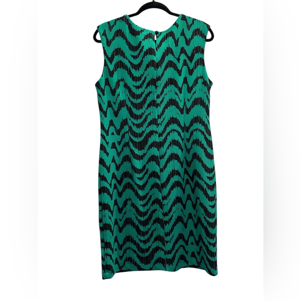 Karin Stevens Green & Black Zigzag Print Sleeveless Sheath Mini Dress Size 12 - Picture 3 of 7